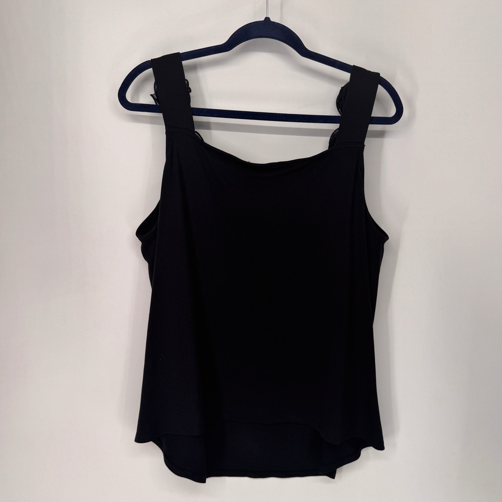 Cato Rosette Tank Top Womens XL Black New Floral Applique Scoop Neck Sleeveless - Picture 8 of 11